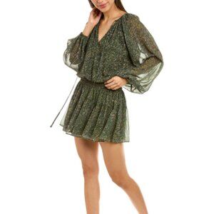 NWT | Ramy‎ Brook Olive Green Printed Chandelar Long Sleeve Mini Dress Small